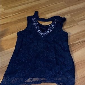 Navy Lacey tank top